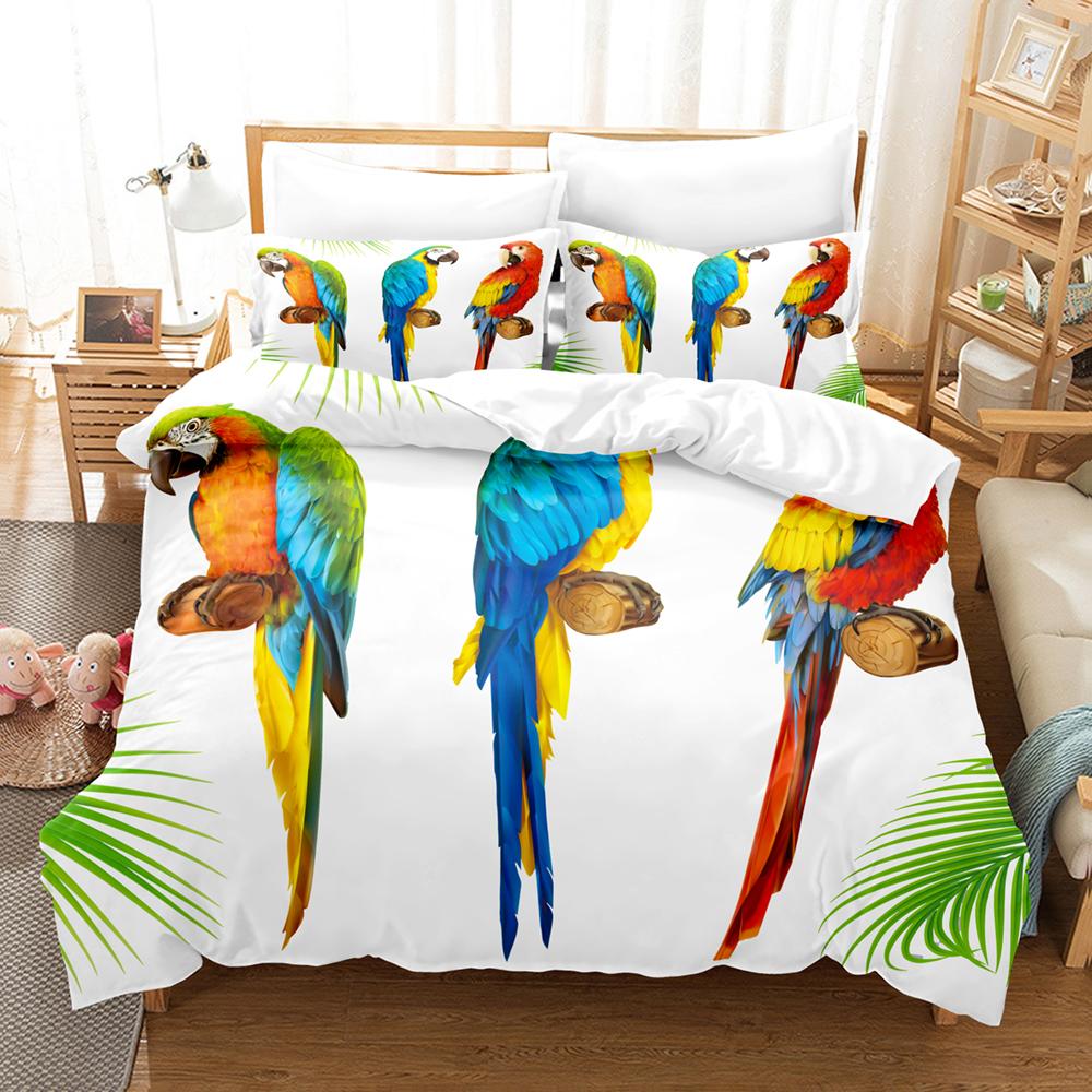 3D Printed African Parrot Bedding Set Down Quilt Cover With Pillowcase Double SIngle King 3D Printed Anime My Dress-U