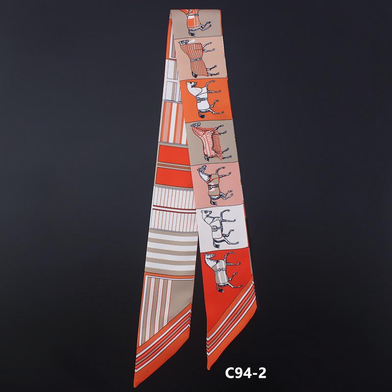 Korean Version Of The New Carriage Diagonal Scarf Women'S Twill Small Scarf Headscarf Versatile Bag Wrist Ribbon