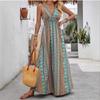 Cross-Border Foreign Trade European and American Women's Clothing 2025 Summer Fashion Sexy Deep V-neck Sleeveless Open Back Beach Vacation Style Dress