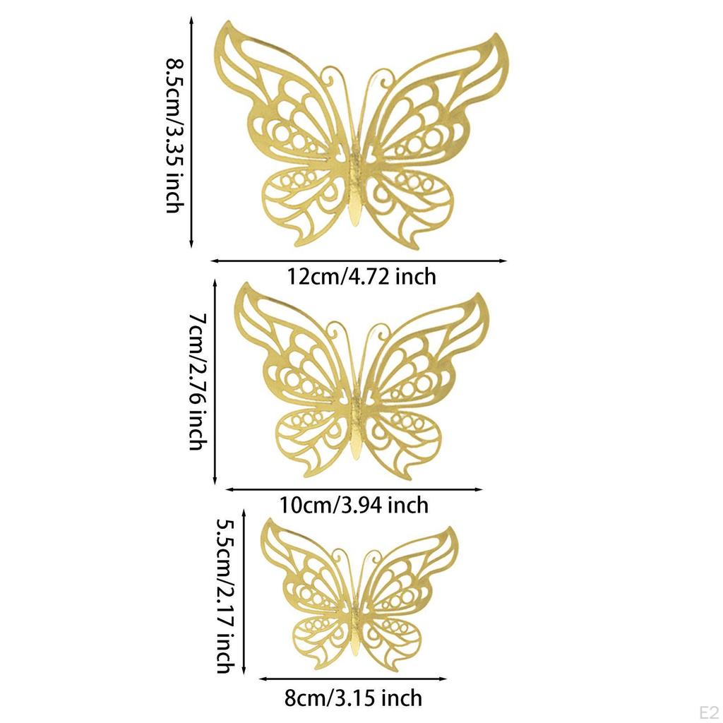 12 Count 3D Hollow Butterfly Wall Stickers for Event Decoration in Multiple Sizes