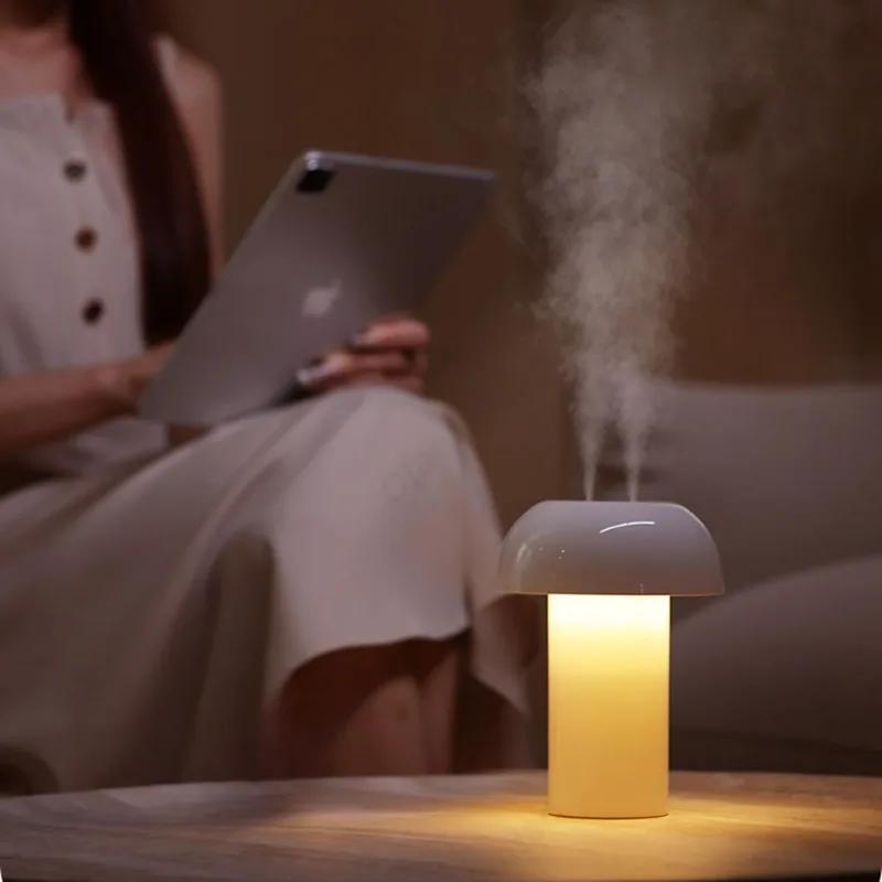Touch Control Pilz Tisch Lampe Luftbefeuchter Dimmen Nacht Licht Bettkopf Atmosphäre Licht Schlafzimmer Luft Reinigung Luftbefeuchter