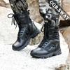 Fashion Leather Mens Waterproof Tactical Boots Black Wearable Black Leather Boots