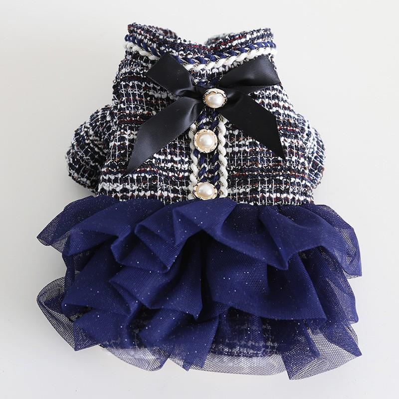 Winter Wine Red Tweed Pet Dress Small Dogs Cats Clothes