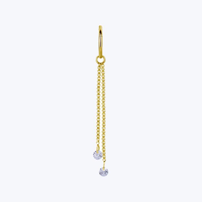 Charm Chain With White Zircons - Gold - D-071 25 Mm
