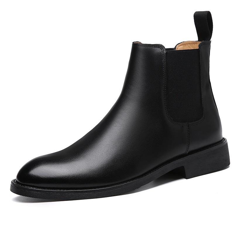 Men's Autumn/Winter Frosted Leather Pointed Toe Chelsea Boots