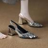 Advanced Sense Light Pointed Toe Fashion Heel Women's Sandals Shoes for Women 2025 New Summer High Quality Baotou Dress Sandals