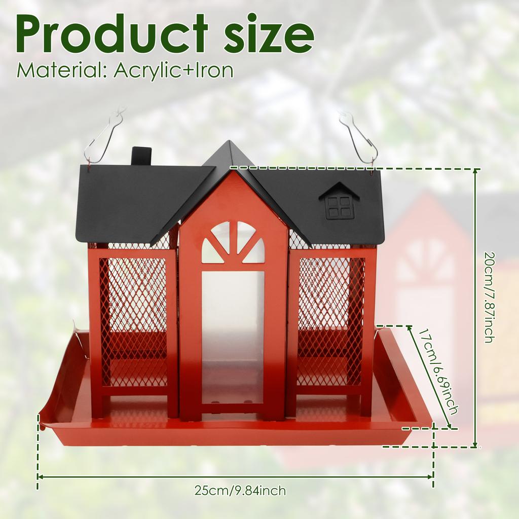 Metal Hanging Wild Bird Feeder Waterproof Outdoor Hang House Type Large Capacity Garden Decor Backyard Wildlife Birding