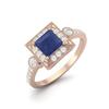 1.27 Cts Blue Sapphire Square Solitaire Accent 925 Sterling Silver Rose Vermeil Women Wedding Rings