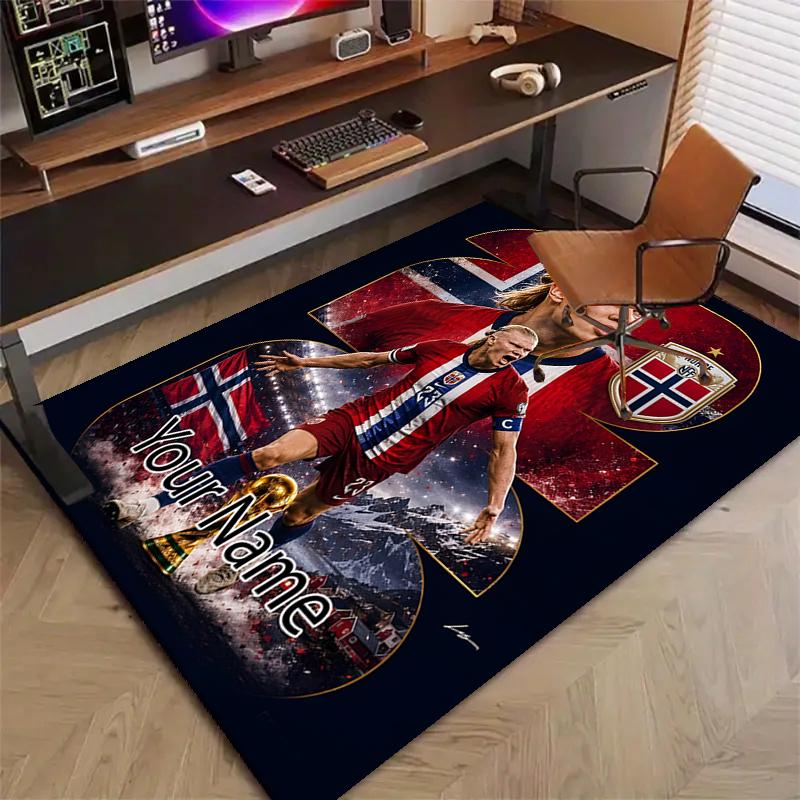 Haaland Design Area Rug Personalized Name- Non-Slip, Soft & Cozy Floor Mat for Living Room, Office - Indoor/Outdoor Carpet