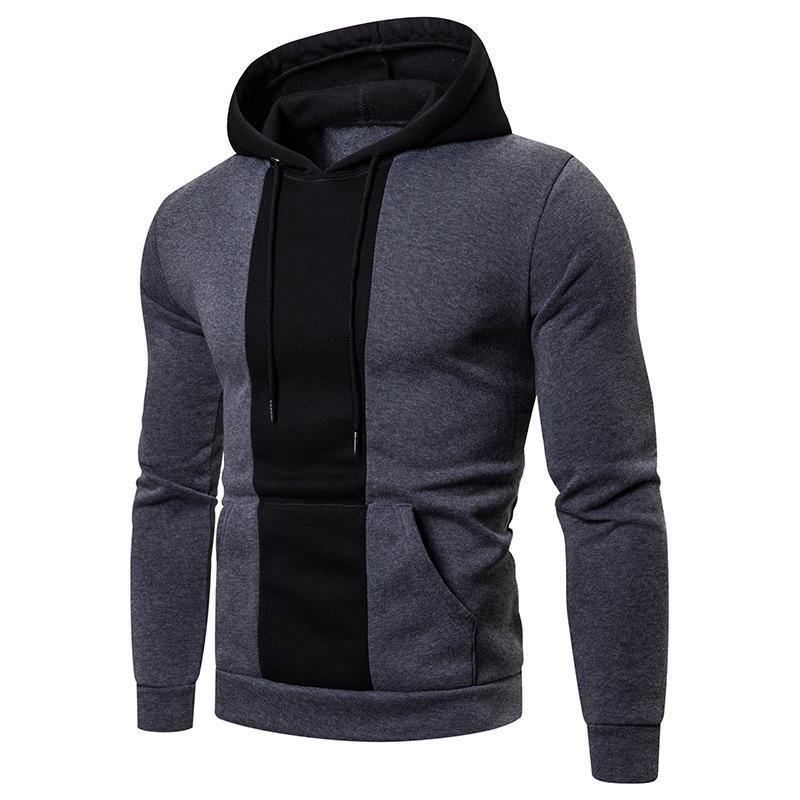 Men's Casual Color-Block Hooded Sweatshirt - Autumn/Winter Plus Velvet Hoodie