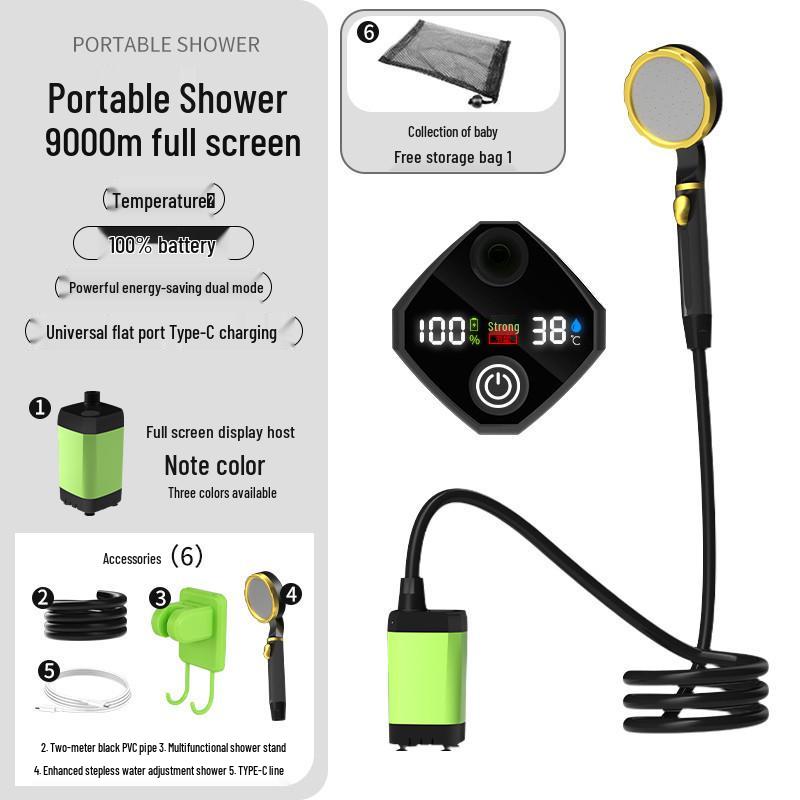 Portable Outdoor Electric Shower Set with Charging Shower Head and Tent
