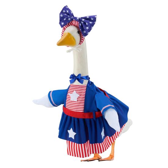 1 sada Oblečení pro zahradní husu ke Dni nezávislosti 4. července Festival Vlastenecká venkovní zahradní párty Dekorace sochy husy Oblečení pro převlečení