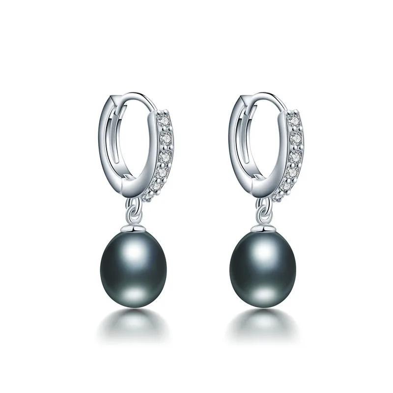 

Серьги-капли из натурального пресноводного жемчуга, модные, горячая распродажа, висячие серьги из стерлингового серебра 925 пробы для женщин чёрный