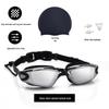 Professional Adult Racing Swim Set: Anti-Fog Silicone Goggles with Plated Waterproof Glasses