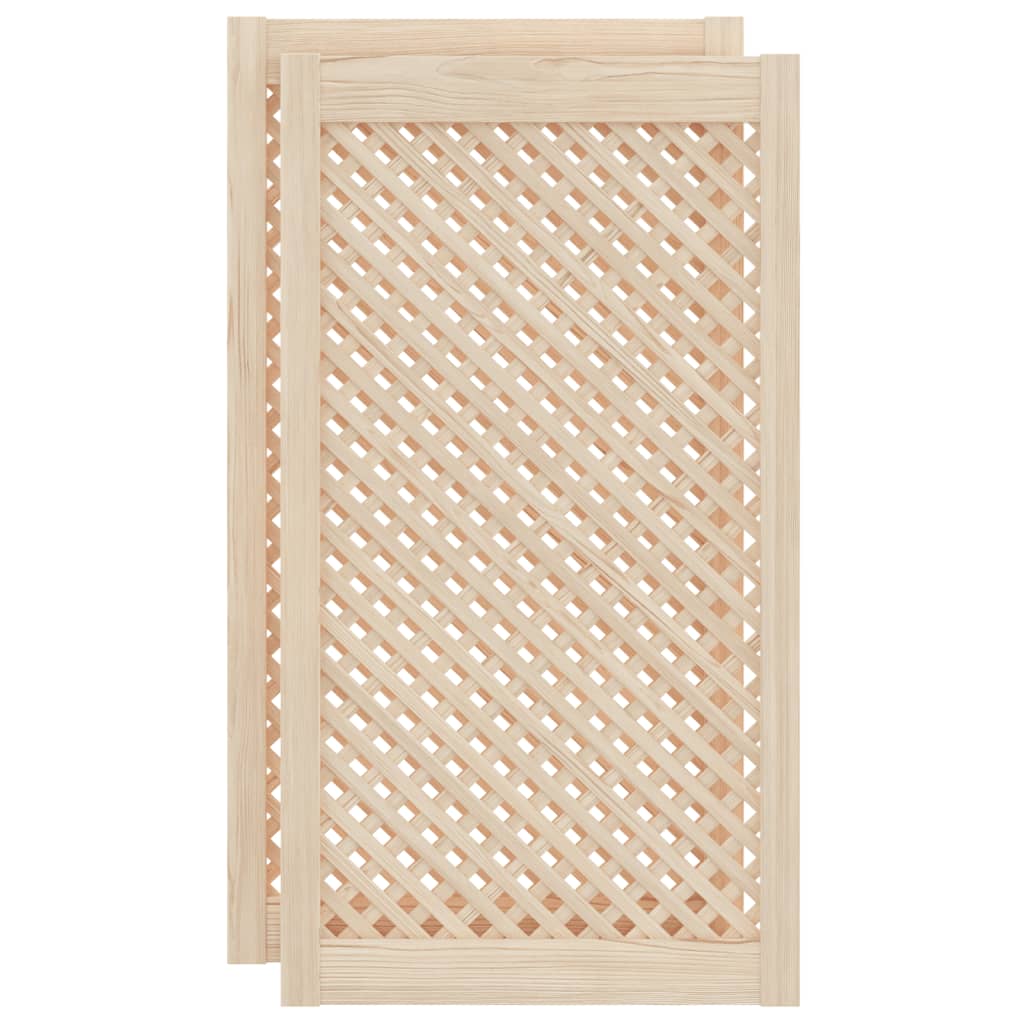 Cabinet Doors 2 Pcs Grid Design 49.5 X 99 Cm Solid Pine Wood