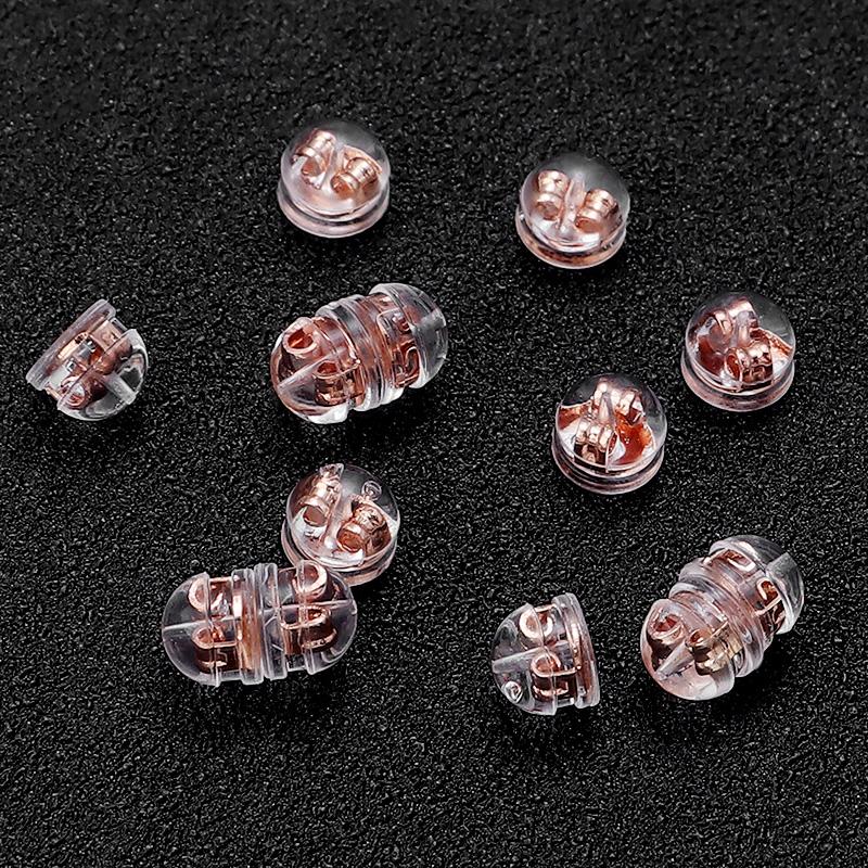 20pcs Copper Silicone Rubber Earring Back Stoppers Silicone Coated Hamburger Ear Plugs for Jewelry Making DIY Earring Accessorie