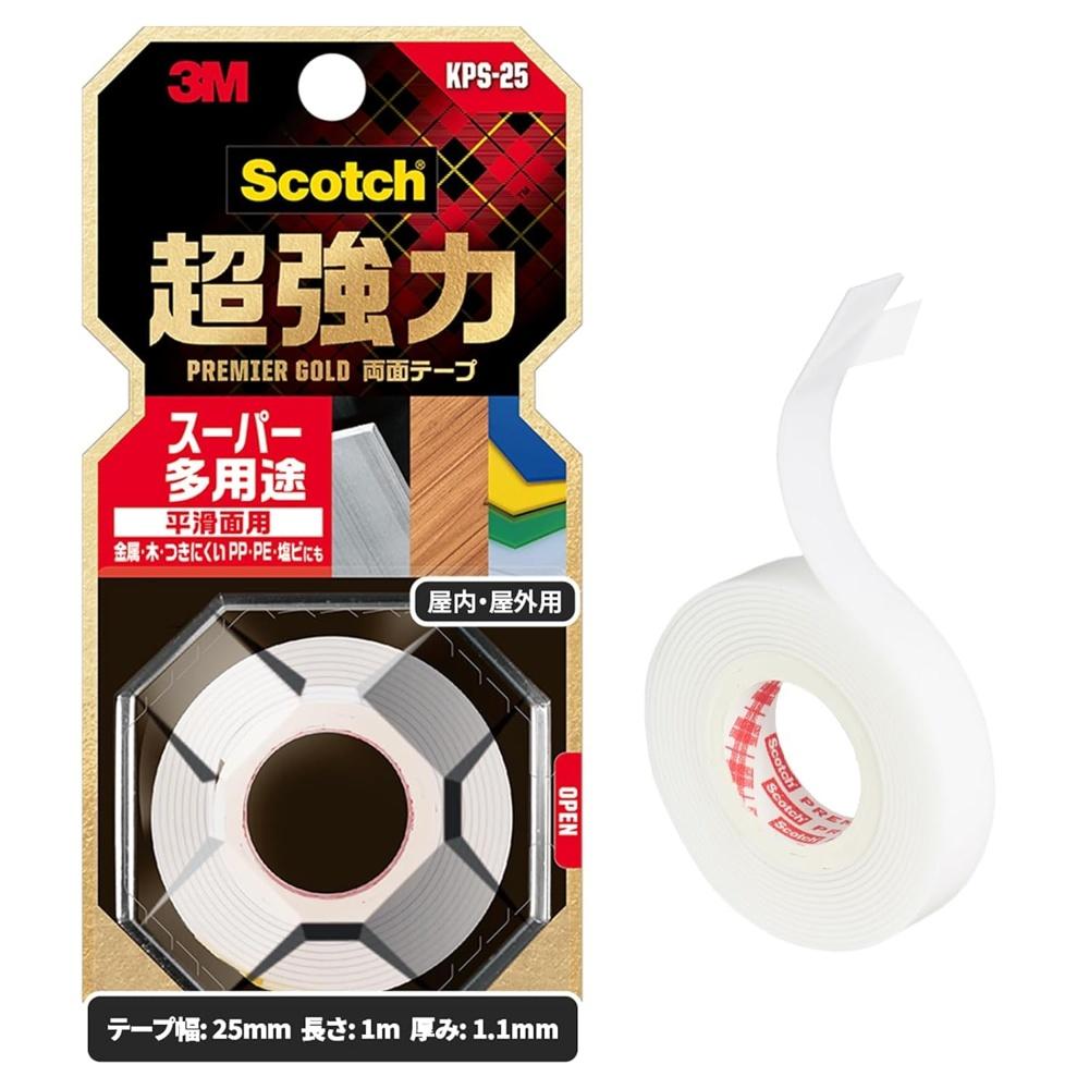3M Scotch Super Strong Double-Sided Tape Premier Gold Versatile 25mm x 1m 1 roll KPS-25