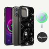 Black Scary Ghost Eye Monstrous Line Art Phone Case Magesafe Magnetic Wireless Charge Case For iPhone 16 14 Pro Max Plus Mini