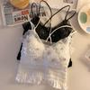 Beaded Cross Beautiful Back Camisole Vest Sexy Outer Wear With Chest Pad Ruched Tube Top Slim Lace Bandeau Underwear For Women