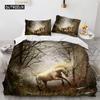 Duvet Cover Cartoon Unicorn Floral Bedding Set Microfiber Flying Horse Comforter Cover Full Queen Children Girls Bedroom Decor
