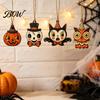 Mummy And Owl Hanging Ornaments Halloween Wooden Decor, Ghost Black Cat Pumpkin Ornament, Rustic Vintage Decorative Pendants Wall Decor Gift Tags for