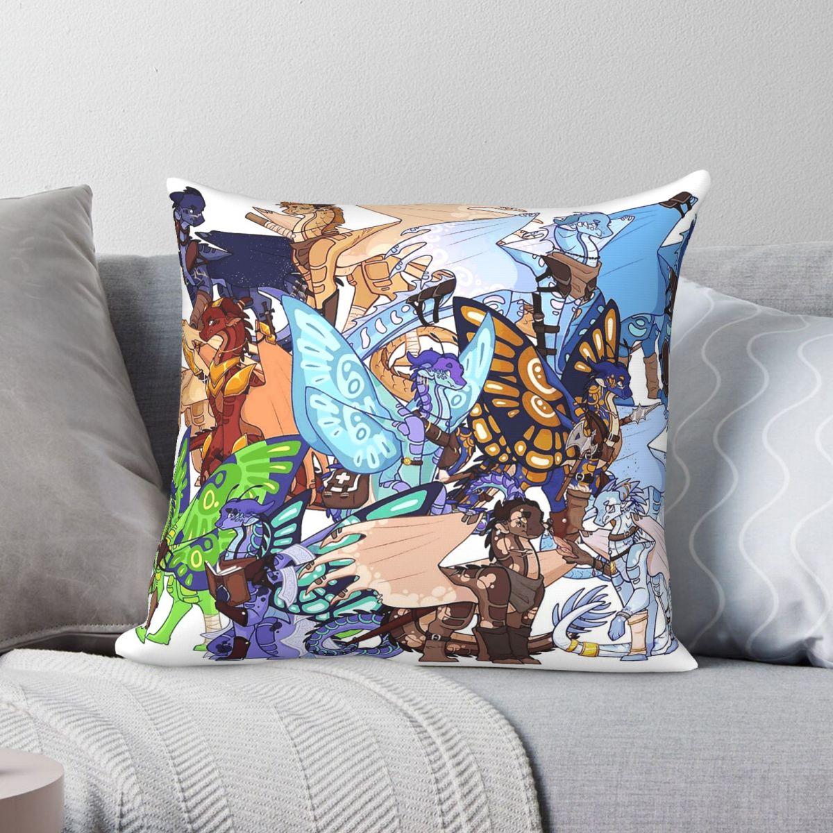 Exquisite Ornaments Unisex Wings Of Fire Square Pillowcase Polyester Linen Velvet Creative Zip Decorative Pillow Case Sofa Seater Cushion Cover