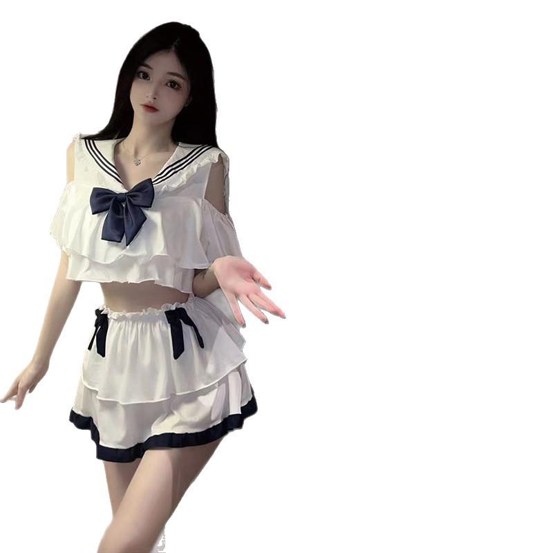 Night Fire Sailor Lingerie Set: See-Through Soft Girl Uniform