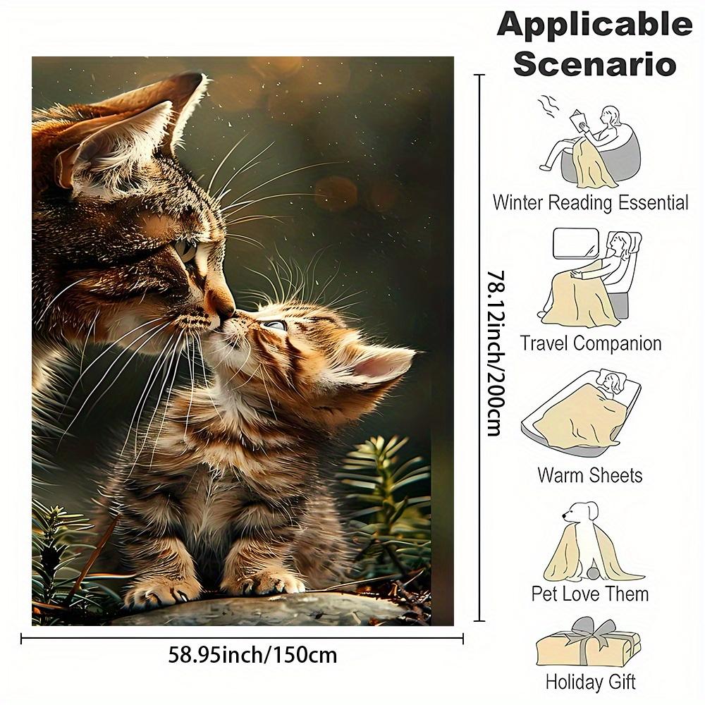 Jungle cat kiss pattern Flannel printed blanket suitable for all seasons suitable for living room office sofa and travel