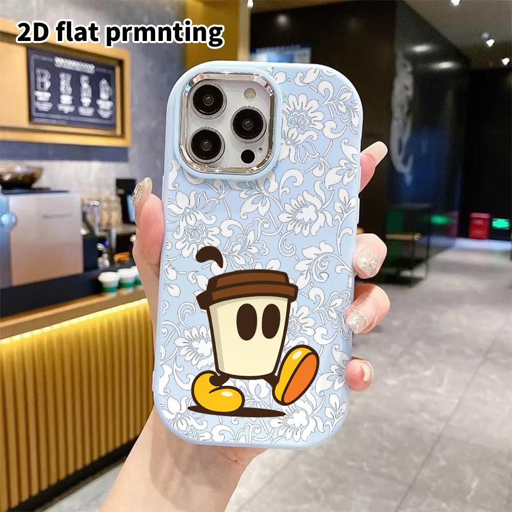 Phone Case: 2D Flat Design Suitable for iPhone 18 17 16 15 14 13 Pro Protective Case, Couple Style, Little Coffee Cup Character, Christmas and Hallowe