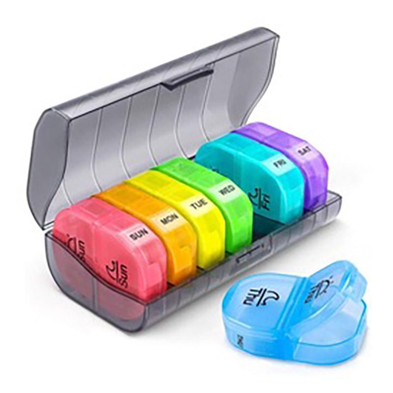 New Convenient Medicine Storage Box Seven Days 14/21/28 Grid Black Medicine Storage Box Plastic Storage Box Home Organizer