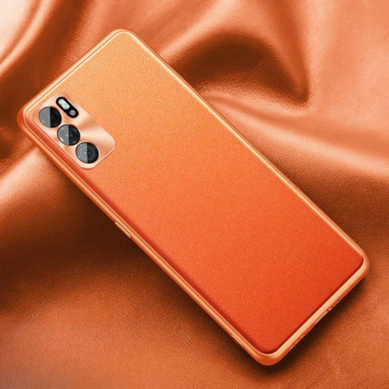 

Suitable for Oppo Reno10 Pro Leather-leather Phone Case Find X5 All-inclusive K10 Metal Lens Case RENO Reno10Pro помаранчевий