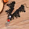 Gothic Black Beaded Flower Palm Sexy Lace Skeleton Choker Necklace Vintage Tassel Chain Women Steampunk Halloween Jewelry