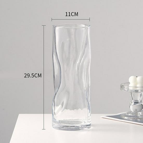 Creative Gray Pleated Glass Vase for Fresh Flowers and Lilies – Twisted Pattern Living Room Ornament