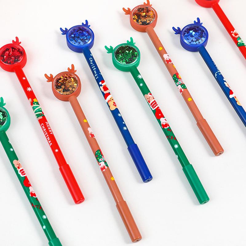 36Pcs Cartoon Christmas Elk Glitter Pens 0.5mm Black Ink Gel Pens Writing Stationery Suitable School Use,Fun Party Birthday Gifts,Back To School