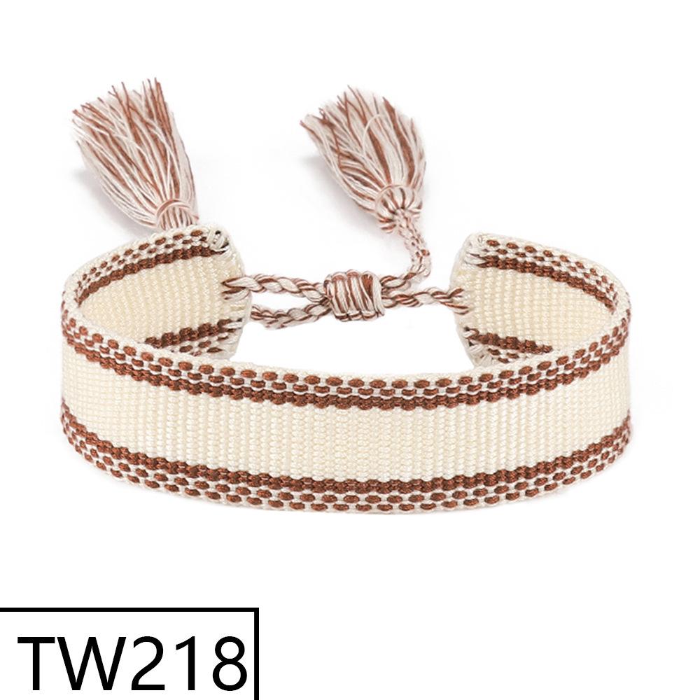 Customizable Handmade Bohemian Tassel Bracelet with Embroidered Logo - European & American Ethnic Friendship Style