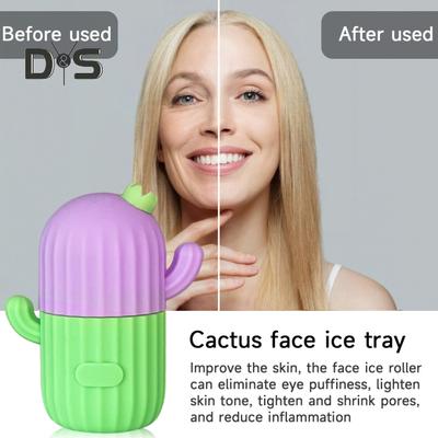Silicone Face Ice Roller Mold Cactus Shape Ice Compress Puffy Eye Bag Removal Pores Shrink Face Massager Ice Cube Mold Skin Care Tool