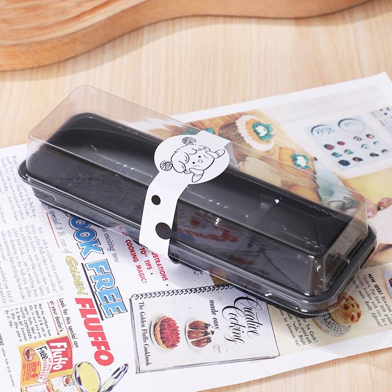 50Pcs Black 3 Grid Pastry Packaging Box With Lid Cake Roll Pastry Takeaway Freshness Boxes Food Grade Baking Dessert Case