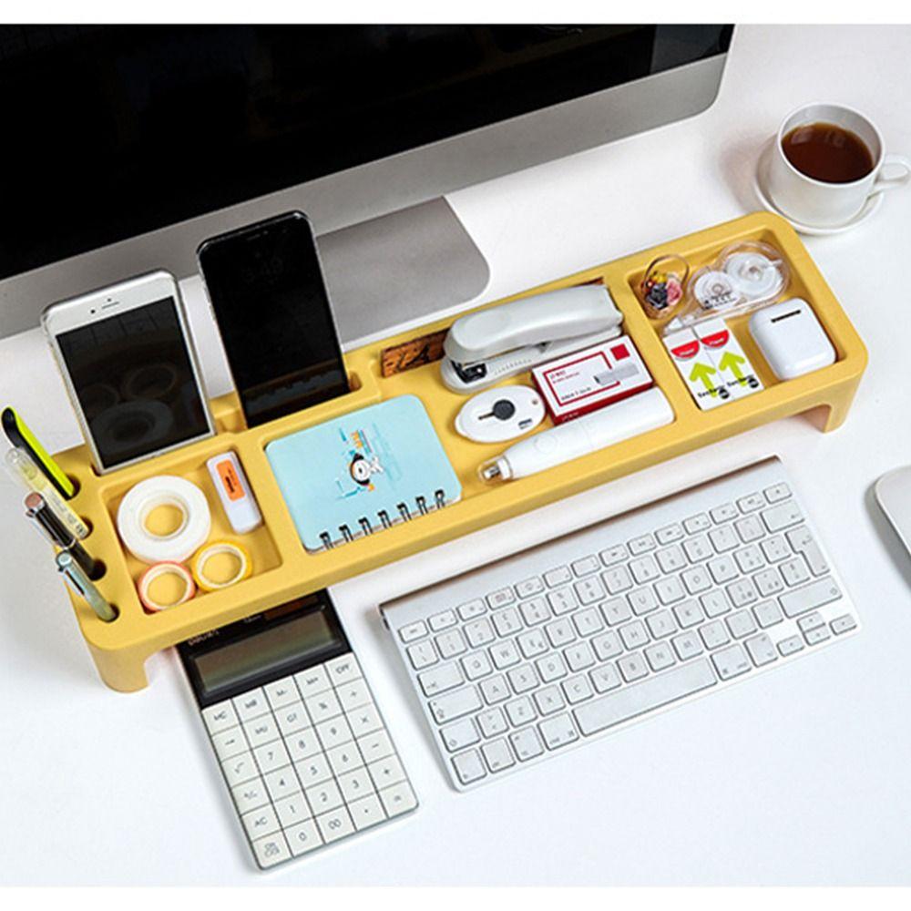 Multifunctional Tabletop Storage Shelf ABS Desktop Organizer Rack Computer Stand Office