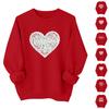 Valentinsdagströjor för kvinnor Kärlekshjärta Grafisk Pullover Rundhalsad Långärmad Topp Valentinsdagströja