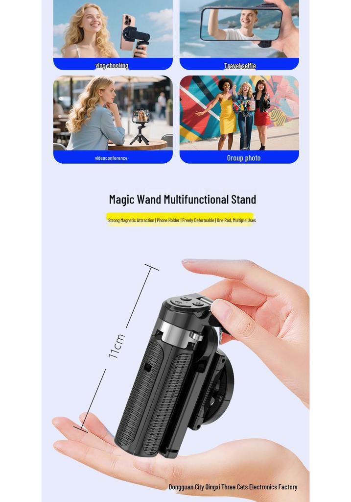 Portable Magnetic Bluetooth Selfie Stick with Integrated Multidirectional Shooting