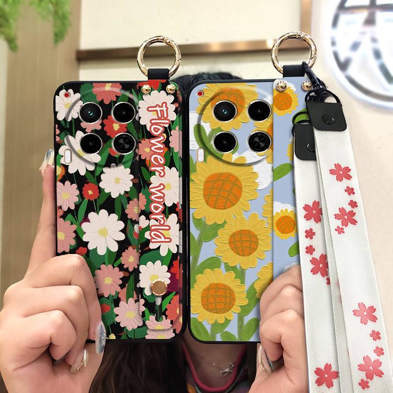 Waterproof Durable Phone Case For Tecno Camon30/4G/5G/CL6/CL7 Oil Painting Soft Case Kickstand Wristband Protective Ring