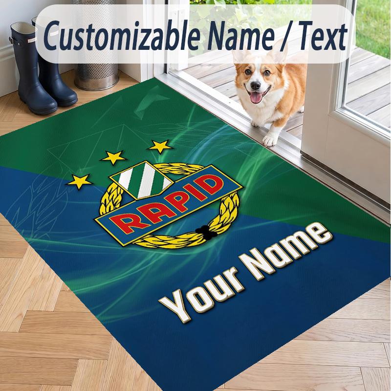 Custom Text Printed Rug Rapid Wien FC Non Slip Floor Carpet For Home Room Decor