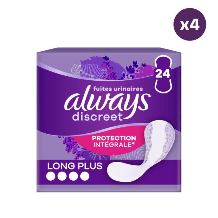 4x24 protège-slips pour fuites urinaires always discreet protection intégrale long plus