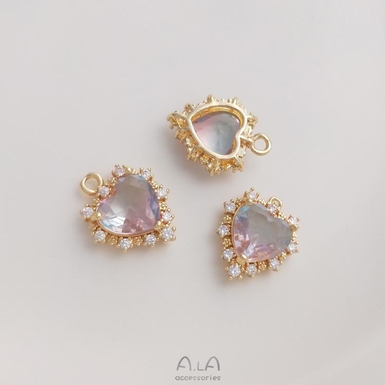 

Кулон-шарм для ожерелья «Океанское сердце» из золота 14 карат с цирконом цвета персикового турмалина