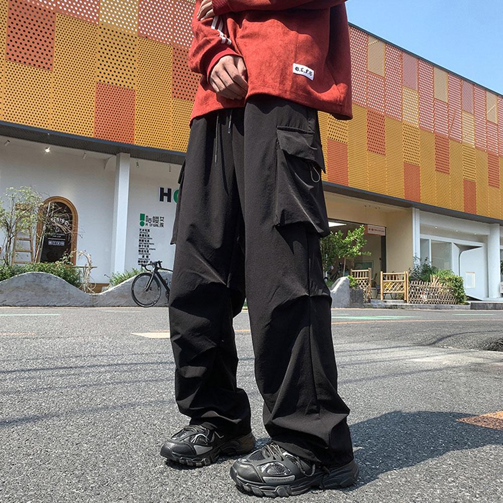 Japan Men's Y2K Casual Cargo Pants Sweatpants Pocket Trousers Baggy Wide Leg Pants Parachute Techwear Korean Clothes Men