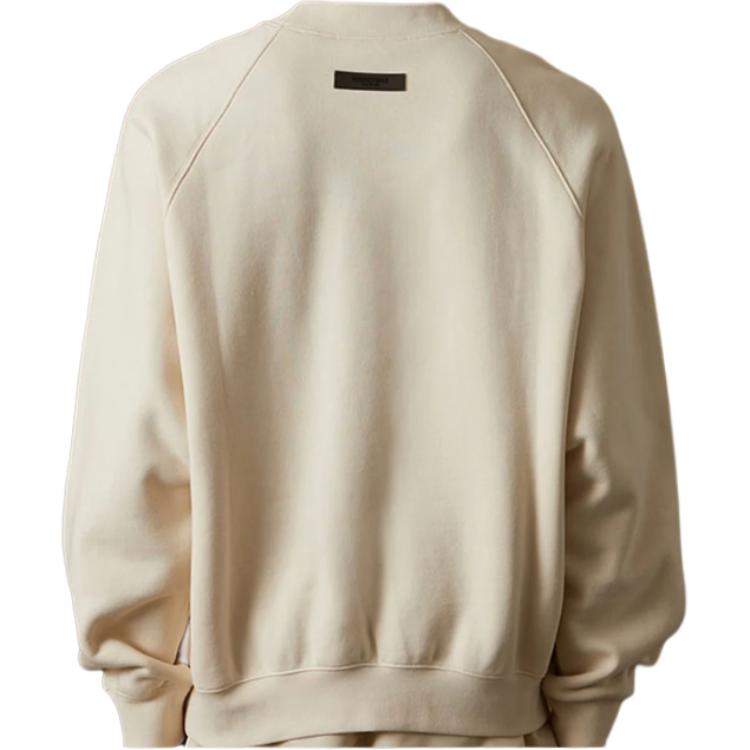 Fear of God Essentials Fleece Crewneck Sweatshirt With Velvet Logo Men Tops Eggshell-White FOG-FW22-099