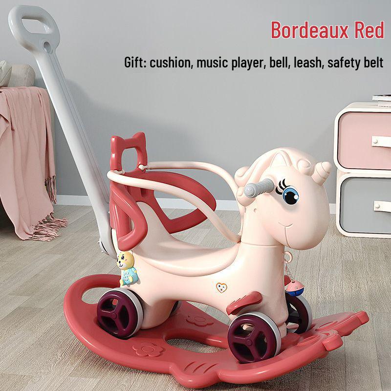 3-in-1 Wooden Rocking Horse & Ride-On Toy: Perfect First Birthday Gift for Boys and Girls