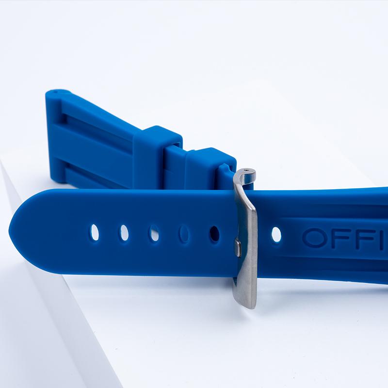 Soft Black Blue Orange Nature Rubber Silicone 26mm Watch Band for Panerai Strap Black Blue Red Orange With Tang Pin Buckle