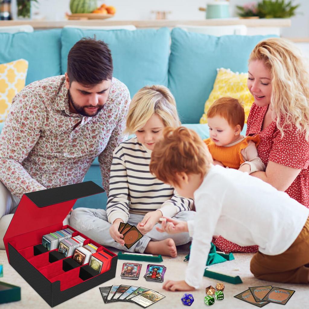 HIMOMO Deck Holds Over 3200 Large 4 Magnetic Case for Trading Card PU Vertical Game Card Trading Card Case with 10 Card Storage Card Trading Card