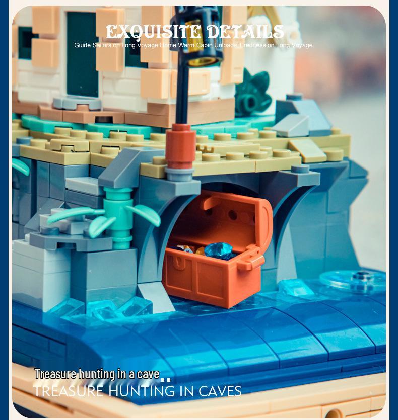 Compatible LEGO Lighthouse Toy: Rotating Light & Small Particle Building Blocks, Architectural Street View Model